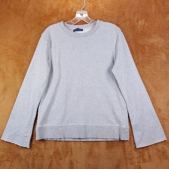 SAKS FIFTH AVE Sweatshirt Womens Medium Heathered Gray Pullover Crew Comfort - Picture 1 of 7